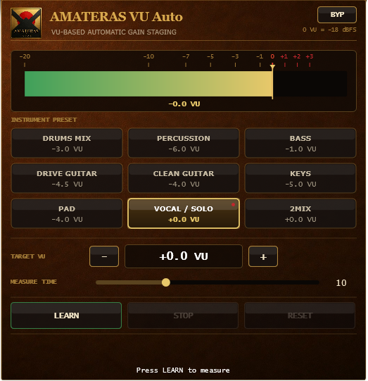 AMATERAS VU Autoのプラグイン画面