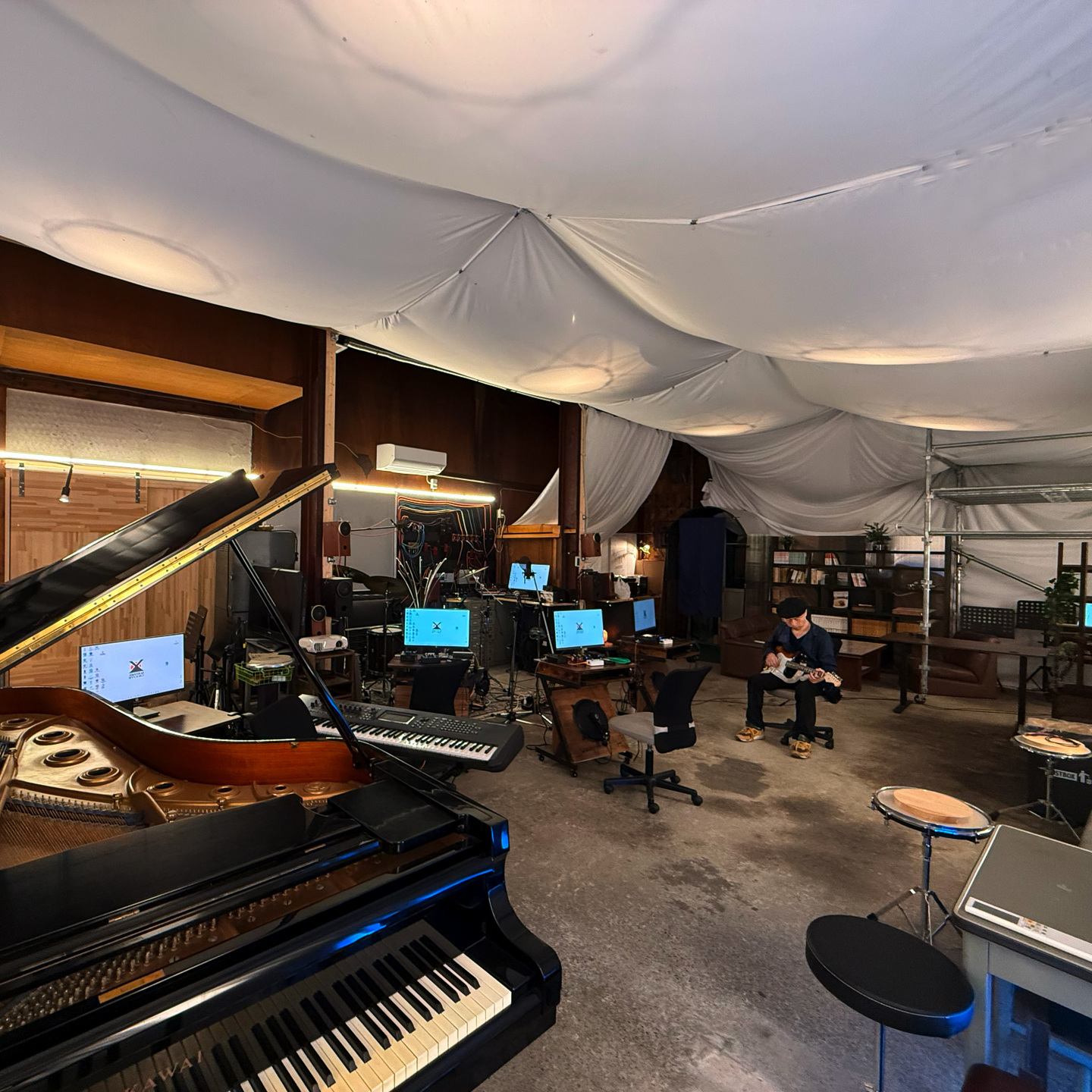Piano and recording setup at AMATERAS Studio Nagaoka